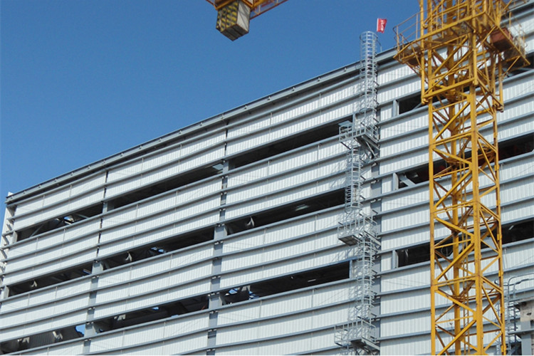 Close-up of aluminum composite panel and wall cladding on a modern steel workshop facility
