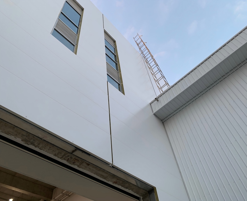 industrial building with metal sandwich panel