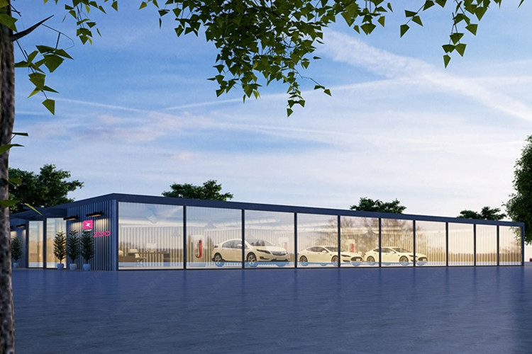 Metal Frame Structure Building For Car Exhibition Retail and Service