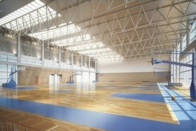 Wide span steel structure gymnasium interior layout