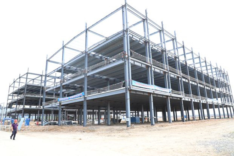 Solid steel frame structure for multi-floor workshop